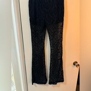 NWT black lace funky pants panty lined size medium